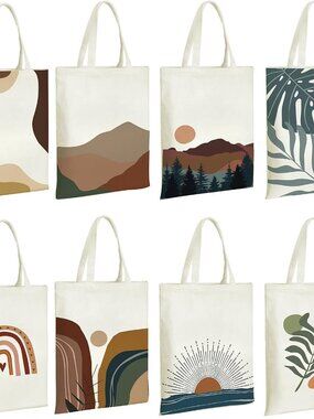 Boho Wildflower Tote Bags for Women Floral Canvas Tote Bulk Reusable Thank You G